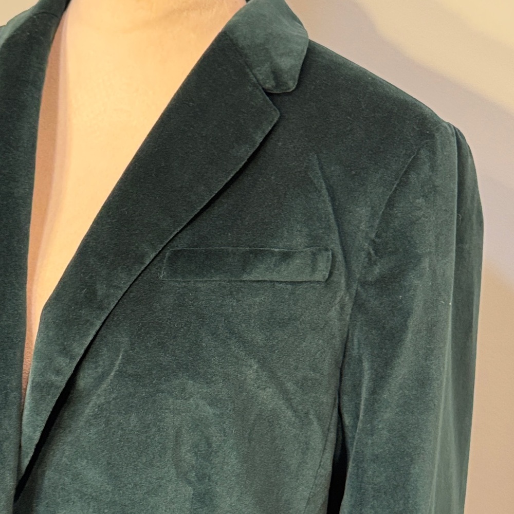 Talbots Velvet Blazer in Forest Green Size 12- small flaw - Picture 6 of 10